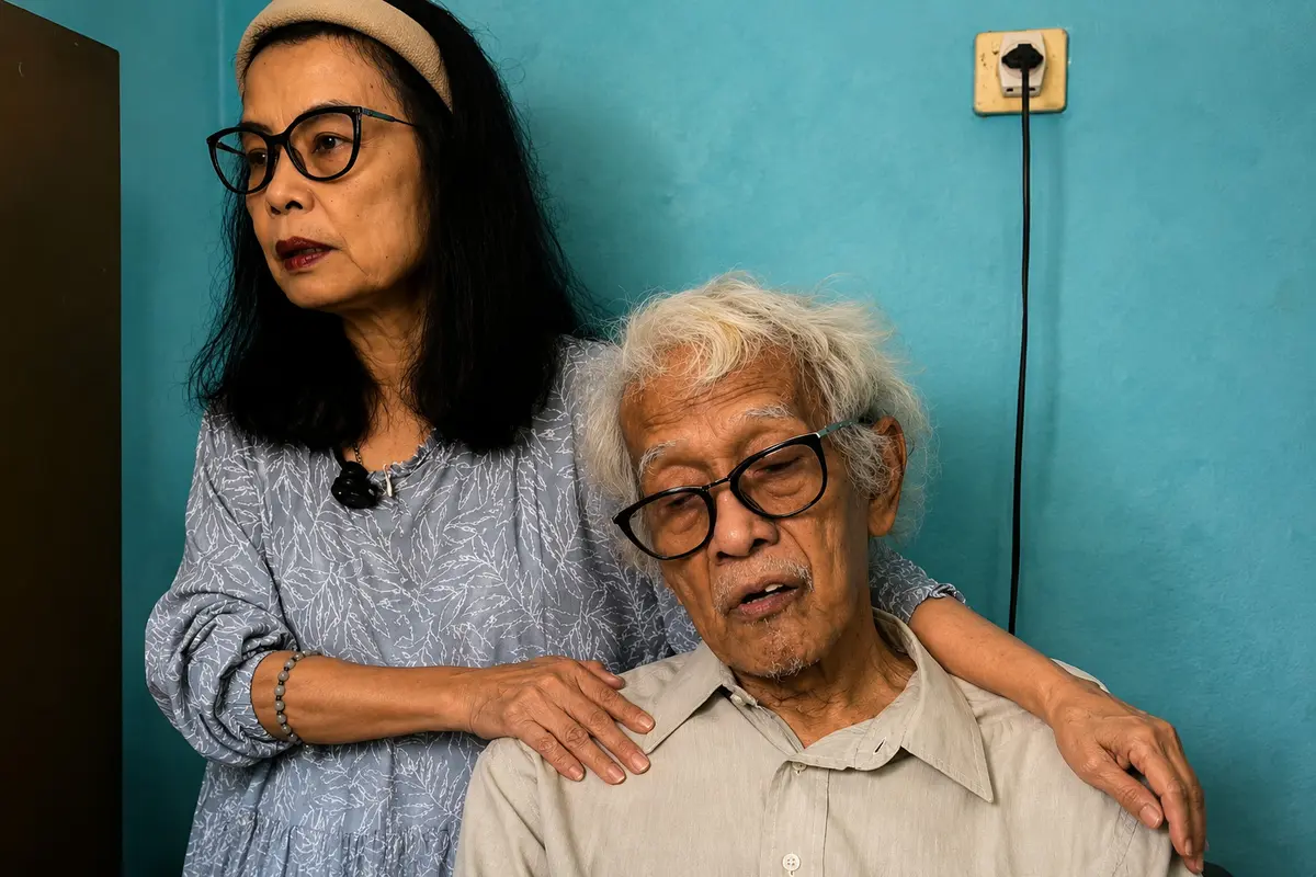 Heru Baskoro, putra Sayuti Melik, tinggal bersama istrinya, Treyzia Noviani, cucu Haji Agus Salim. Heru tampak menunjukkan bukti otentik dirinya merupakan anak dari Sayuti Melik. (Liputan6.com/Rifqy Alief)