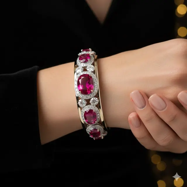 Gelang Rubellite & Berlian