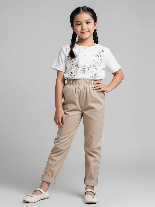 Model Celana Panjang Anak Perempuan yang Lucu dan Elegan Gaya Chino Katun Twill