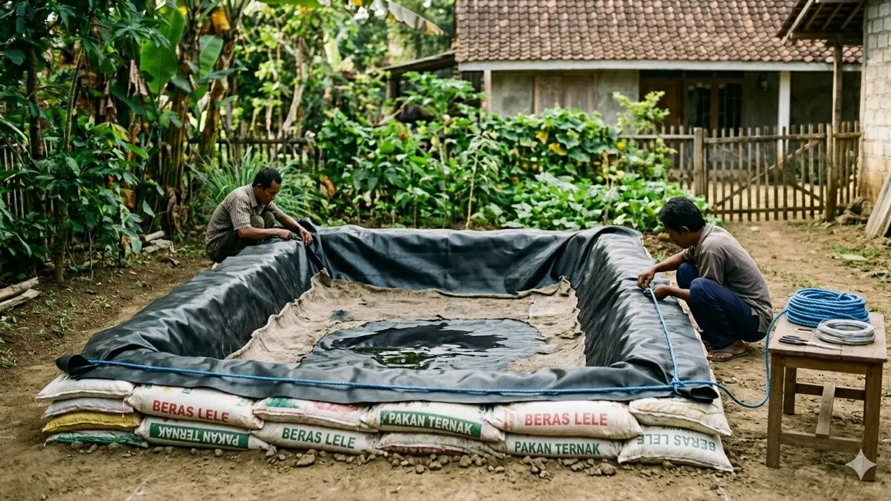 Cara Membuat Kolam Ikan dari Karung Tanpa Perlu Cor Semen
