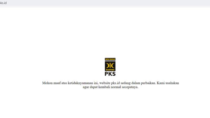 Laman PKS tengah dalam proses maintenance usai diretas oleh pihak tak bertanggung jawab (Foto: Screenshot laman pks.id)
