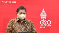 Menteri Koordinator Bidang Perekonomian Airlangga Hartarto dalam Keterangan Pers usai Rapat Internal Terbatas terkait Peningkatan Produksi dan Ekspor Jagung di Istana Negara, Jakarta. (Sumber: ekon.go.id)