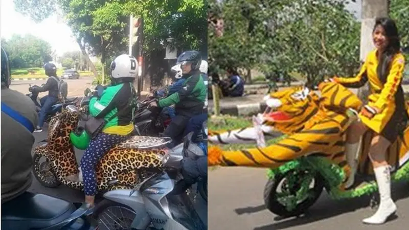 6 Potret Motor Motif Macan Ini Jadi Pusat Perhatian di Jalan, Kocak