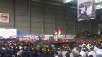 Menteri Pertahanan Prabowo Subianto saat menghadiri acara 'The 1st DEFEND ID’s Day' di Hanggar PT Dirgantara Indonesia (PTDI) Bandung, Jawa Barat, Kamis (15/6/2023). (Foto: Genantan Saputra/Merdeka.com).