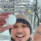 Pria ini alami demam parah 8 hari usai makan salju di Jepang. (Sumber: TikTok/@hermanrawi)