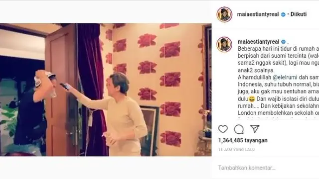 Maia Estianty menyambut El Rumi dengan hand sanitizer dan termometer (https://www.instagram.com/p/B94ZRhnnSHt/)