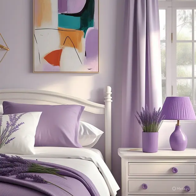 Putih dengan Aksen Lavender