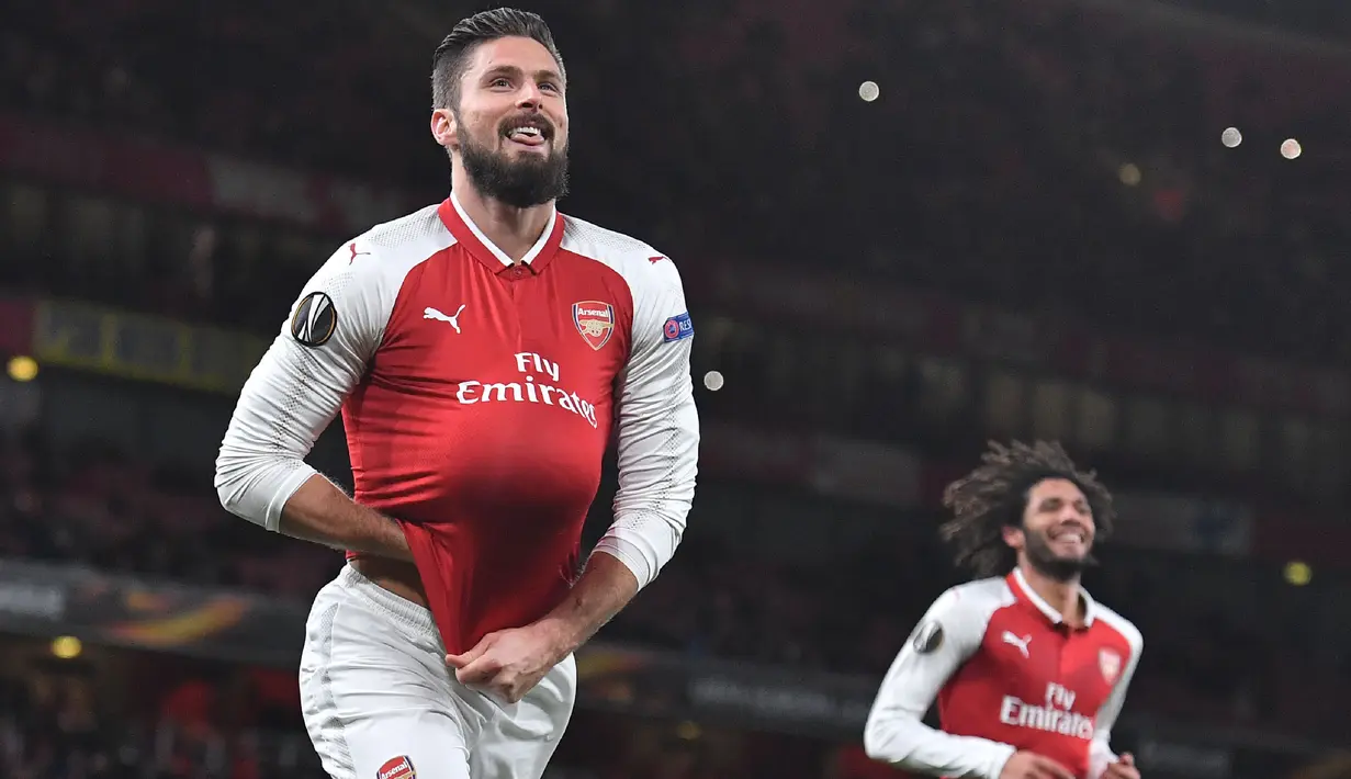 Olivier Giroud dikabarkan sedang diincar West Ham United. Selain itu kesempatan masuk skuat timnas Prancis menjadi alasan Giroud untuk hengkang dari Arsenal. (AFP/Ben Stansall)