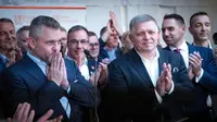 Peter Pellegrini (kiri) memang pemilihan presiden Slovakia. (AFP)