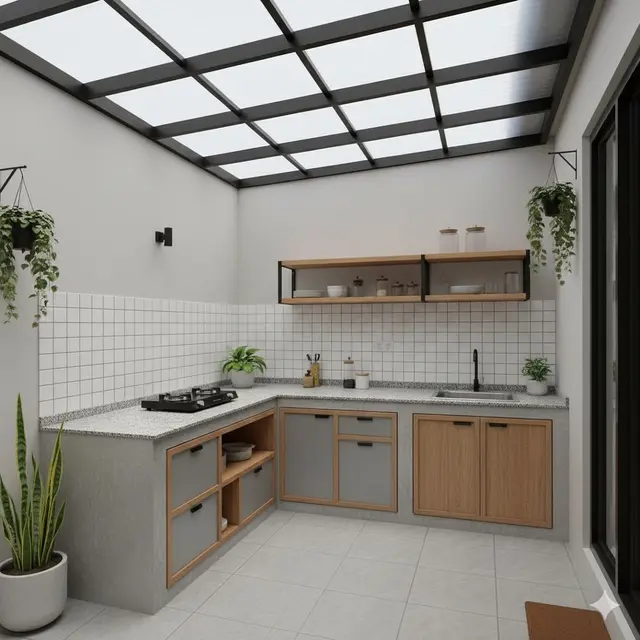 Dapur Minimalis dengan Backsplash Keramik
