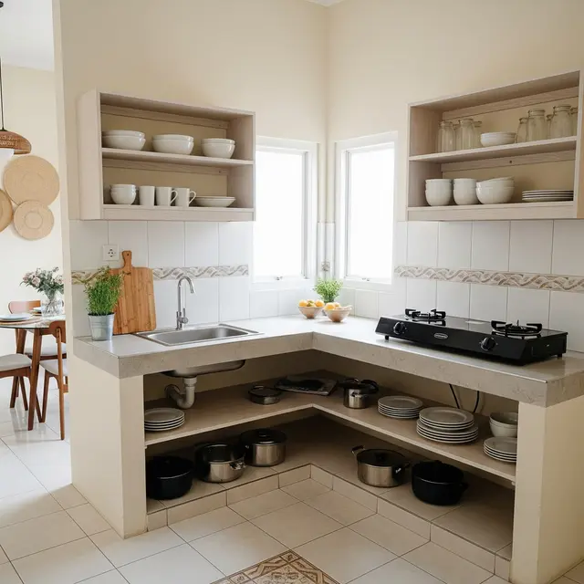 9 Model Dapur Rumah Subsidi Tipe 30/60 dengan Layout Bentuk L, Desain Efisien
