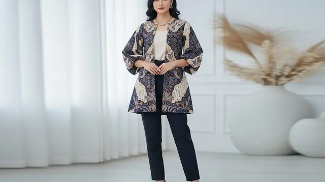 Outer Batik Lengan Bishop Minimalis