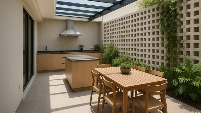 7 Desain Dapur Semi Outdoor dengan Atap Transparan, Terang Alami dan Estetik