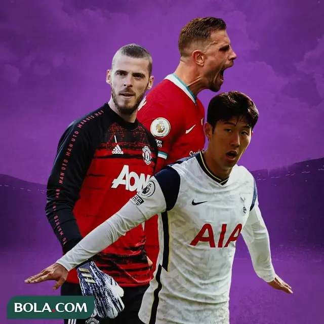 Ilustrasi - Jordan Henderson, Son Heung-min, David De Gea