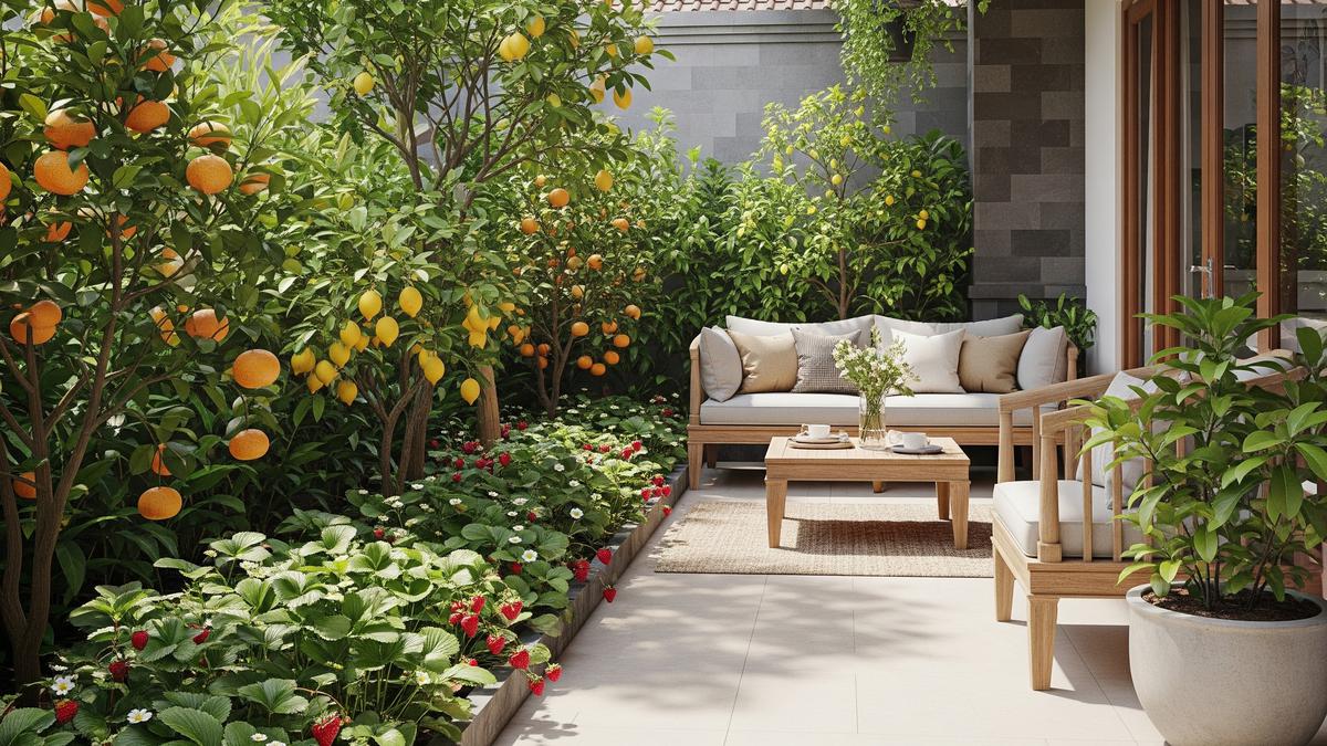 6 Inspirasi Desain Teras Rumah Tropis dengan Kebun Buah Mini di Pinggir, Asri dan Produktif