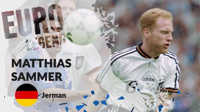 Berita motion grafis profil legenda Matthias Sammer, libero tangguh yang bawa Jerman juara Piala Eropa 1996.