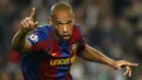Thierry Henry - Gelar yang ia kantongi adalah Piala Dunia 1998 ketika membela Timnas Prancis sedangkan di tahun 2004 ia mampu mendapatkan juara Liga Inggris bersama The Gunners. Gelar Liga Champions ia sabet bersama Barcelona pada tahun 2009. (Foto: AFP/Lluis Gene)
