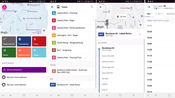 Memantau rute dan jadwal MRT Jakarta melalui aplikasi Trafi (Liputan6.com/ Agustin Setyo W)
