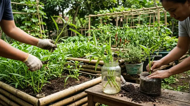 Cara Menanam Kangkung Tanpa Harus Membeli Benih Baru (AI Generated)