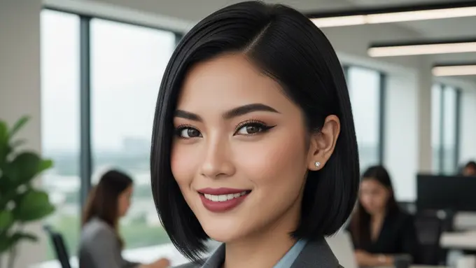 Gaya Rambut A-Line Bob Super Rapi