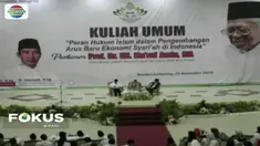 Ma’ruf Amin memeberikan kuliah umum tentang ekonomi syariah kepada mahasiswa.