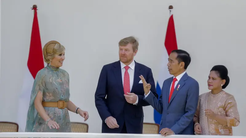 Presiden Joko Widodo didampingi Ibu Negara Iriana menyambut kunjungan kenegaraan Raja Willem-Alexander dan Ratu Maxima dari Belanda.