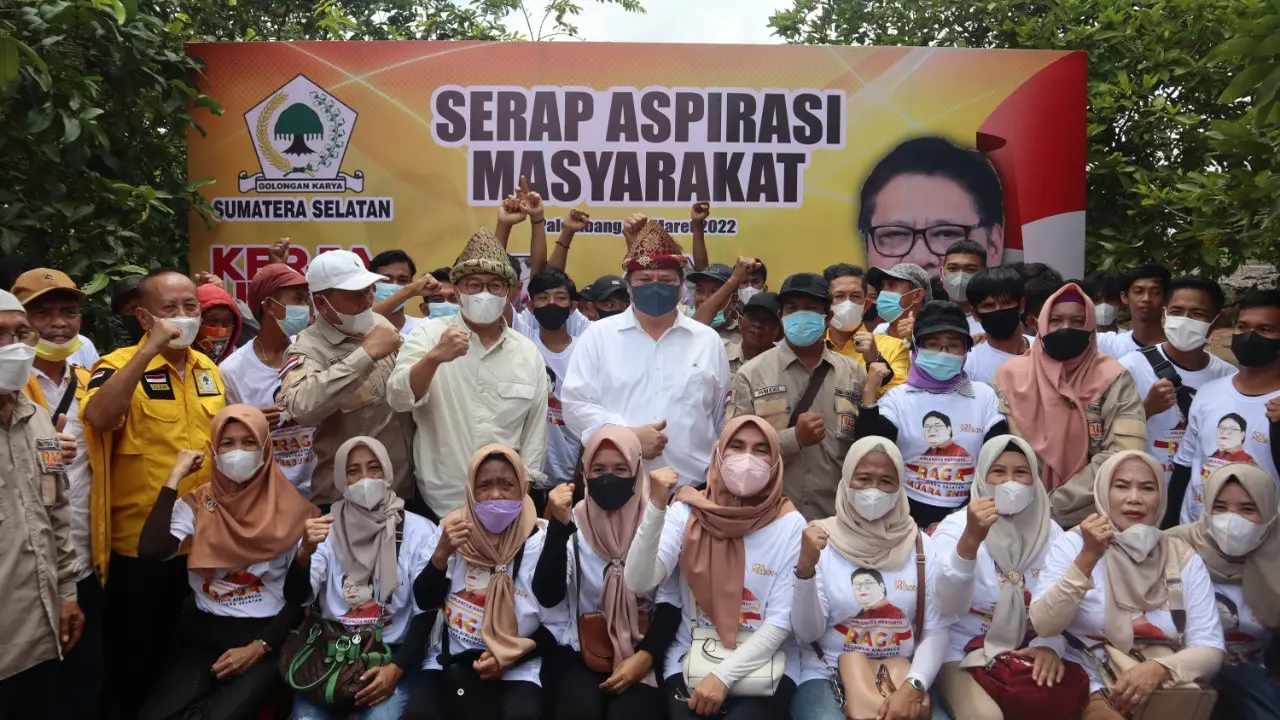 Ketua Umum DPP Partai Golkar, Airlangga Hartarto, di Tanah Mas Talang Kelapa, kabupaten Banyuasin, Sumatera Selatan (Istimewa)