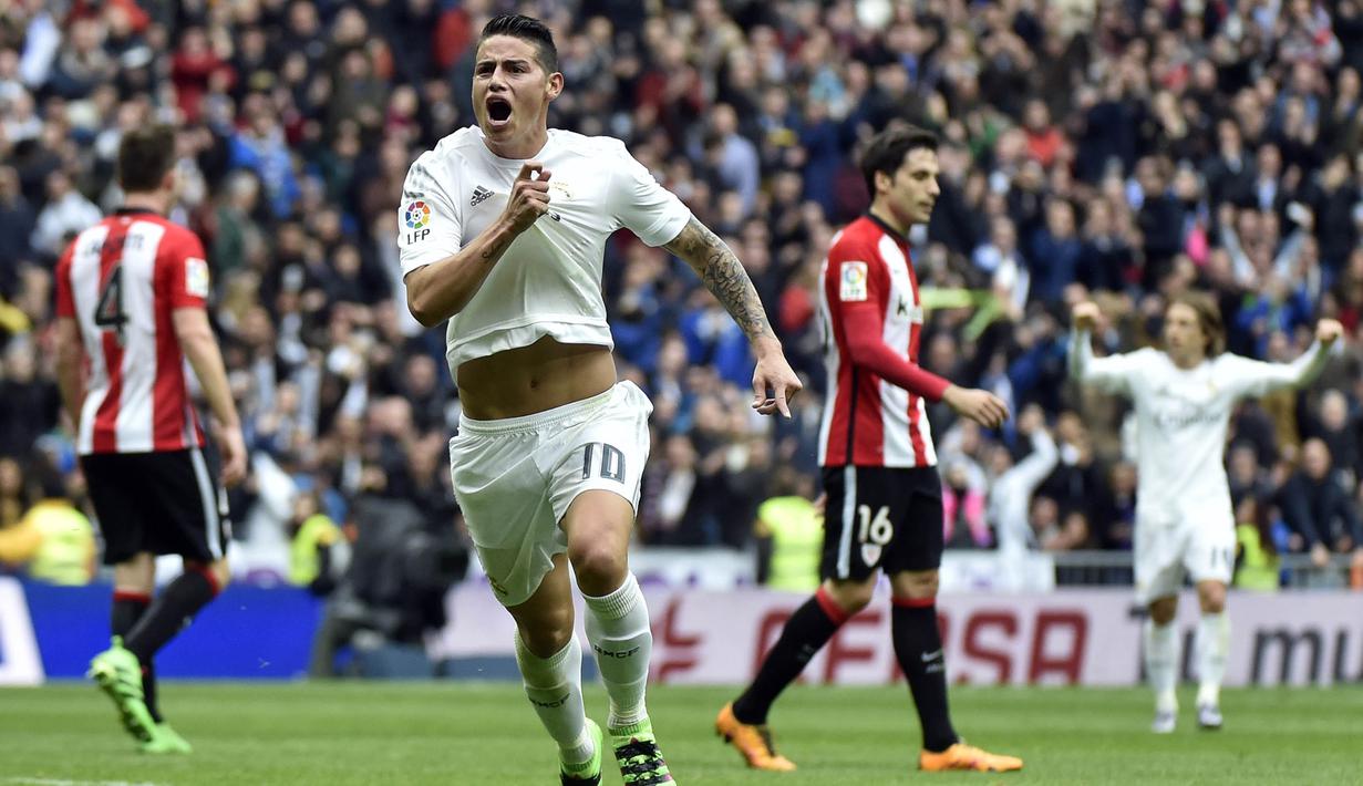 Pemain timnas Kolombia ini pernah menyandang status sebagai top skor Piala Dunia 2014 sekaligus meraih Sepatu Emas dengan torehan 6 gol. (AFP/Gerard Julien)