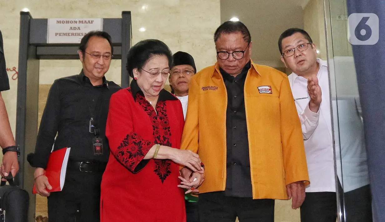 Empat petinggi partai politik menggelar pertemuan di kantor DPP PDI Perjuangan, Jakarta. (Liputan6.com/Angga Yuniar)