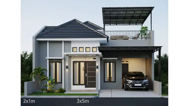 contoh rumah 1 lantai dengan rooftop minimalis biaya terjangkau