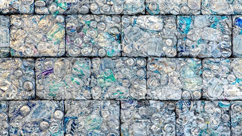 Ilustrasi batu bata yang terbuat dari plastik daur ulang.