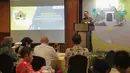 Sayid Muhadhar (Sesditjen PSLB3) memberikan paparan terkait membatasi penggunaan merkuri di Indonesia dalam pembukaan proyek peluncuran inisiatif pembatasan penggunaan merkuri di Indonesia di Jakarta, Selasa (26/3). (Liputan6.com/Faizal Fanani)