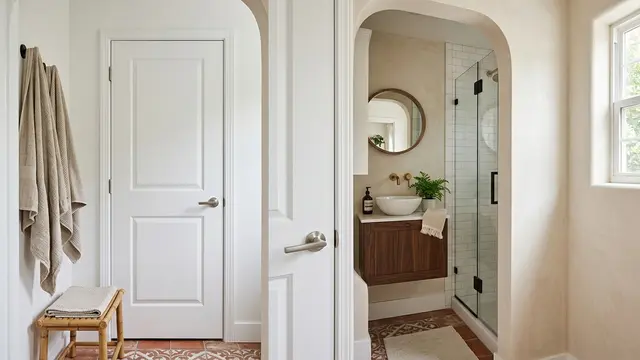 Pintu PVC Warna Putih dengan Panel Sederhana (AI Generated)