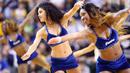 Indiana Pacers Cheerleaders saat tampil pada laga NBA di Bankers Life Fieldhouse, Indiana, AS. (AFP/Andy Lyons/Getty Images/AFP)