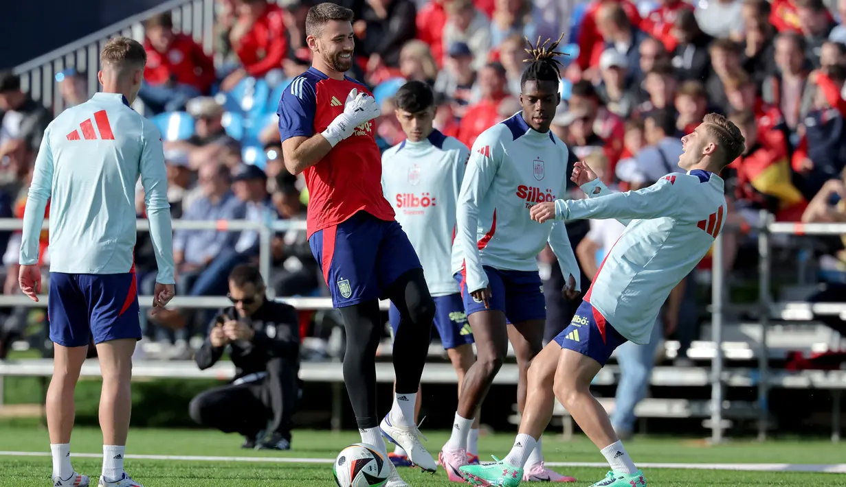 Pasukan Luis de la Fuente huni Grup B di ajang Euro 2024 Bersama Kroasia, Italia, dan Albania. Ini adalah salah satu tersulit di Euro 2024. (LLUIS GENE / AFP)