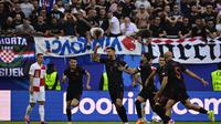 Selebrasi pemain Albania saat melawan Kroasia di Euro 2024