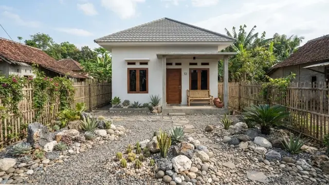 Inspirasi Rumah Desa Sederhana dengan Taman Kecil