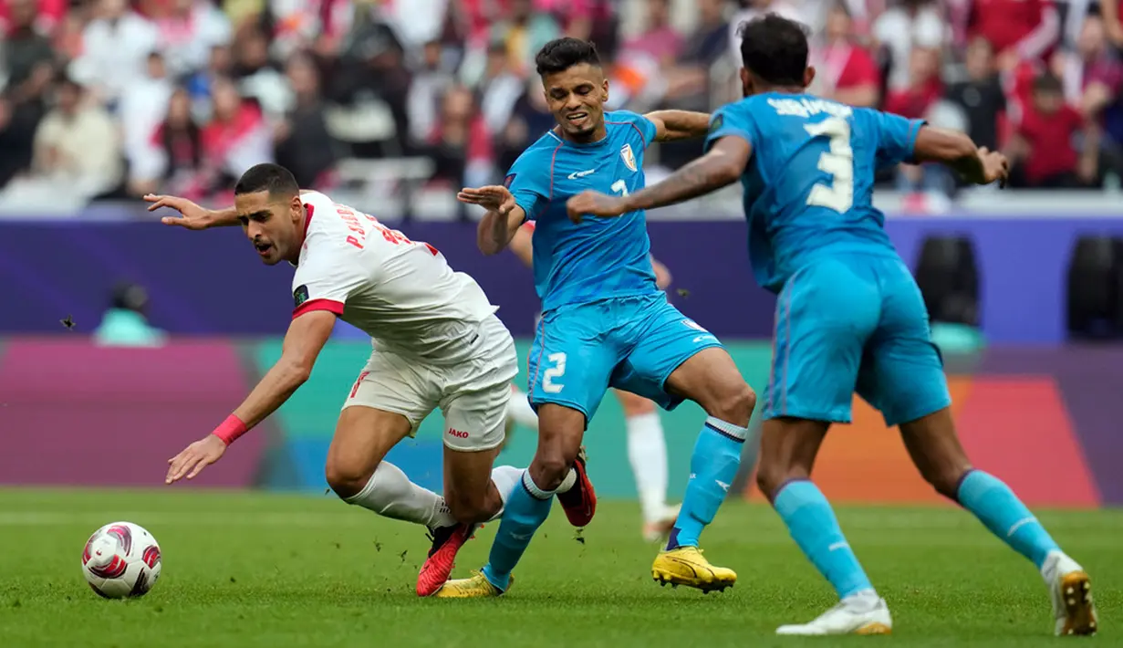 Suriah termasuk peserta non-unggulan yang telah memastikan tiket ke perdelapan final Piala Asia 2023. (AP Photo/Aijaz Rahi)