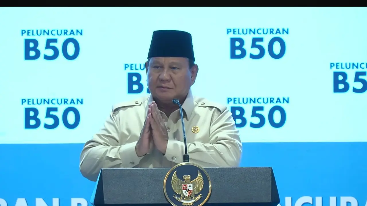 Presiden Prabowo Subianto saat peluncuran B50 di Karawang, kamis (9/7/2026). (Foto: Liputan6.com/Tira Santia)