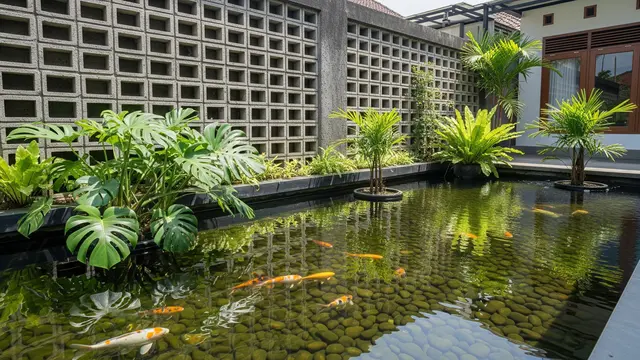 Desain Kolam Ikan Menempel Pagar/Gemini AI