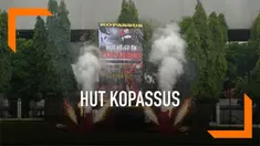 Prabowo Subianto menghadiri acara HUT Kopassus di Jakarta. Nampak hadir pula mantan Panglima TNI Gatot Nurmantyo.