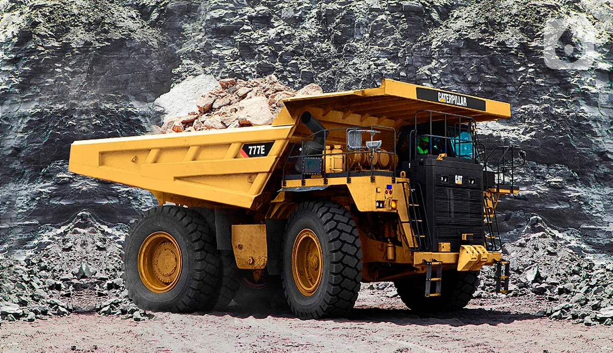 Truk tambang Cat 777E versi terbaru dipamerkan saat peluncuran di Samarinda, Kalimantan Timur (24/8/2021). Truk Cat 777E versi 2021 berbagai pembaruan yang mendefinisikan kembali performa dan akan meningkatkan kinerja, dengan penggunaan bahan bakar yang lebih efisien.  (Liputan6.com/HO/Trakindo)
