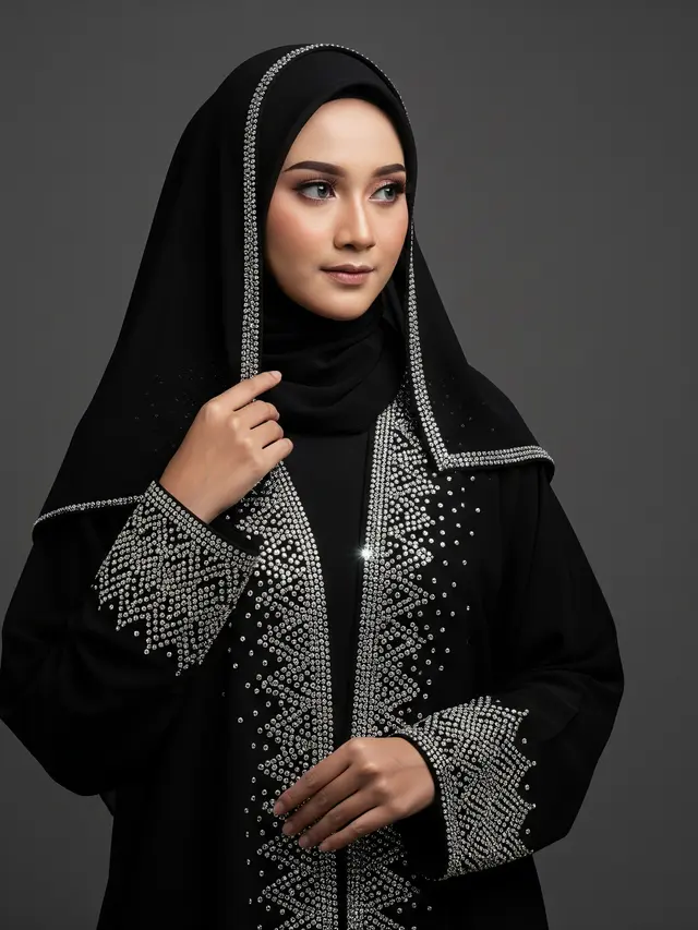 Gamis Abaya Dubai dengan Detail Premium (Image by Gemini AI)