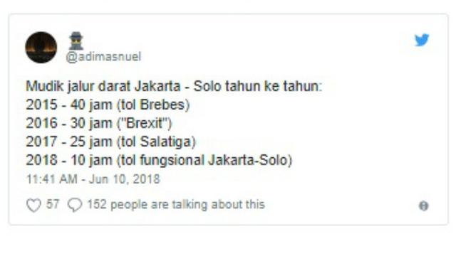 Para pemudik mencurahkan pengalamannya tentang perbandingan waktu tempuh mudik dari tahun ke tahun lewat jalur darat.