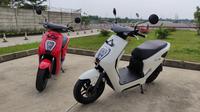 Motor listrik Honda EM1 e: diproduksi lokal di pabrik AHM, Pegangsaan, Jakarta Utara. (Septian/Liputan6.com)