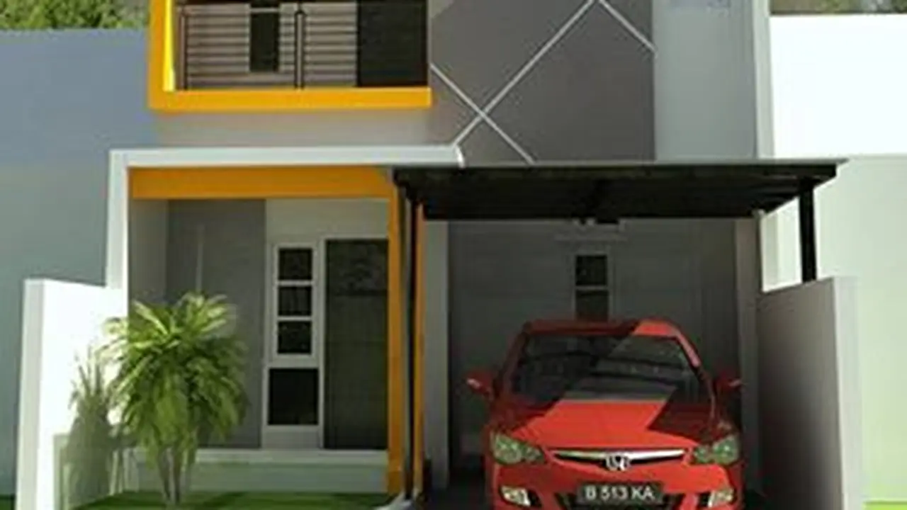 Rumah 2 Lantai Sederhana Dilengkapi Balkon dan Garasi