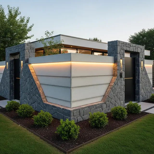 Model Pagar Rumah Hook Kombinasi Batu Alam (AI Generated)