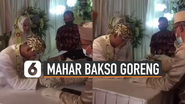 Ada yang unik ketika akad pernikahan pengantin ini. Karena maharnya menggunakan satu boks bakso goreng.