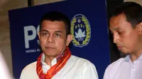 Plt Ketum PSSI Hinca Pandjaitan dan Sekjen PSSI Azwan Karim (Risa Rahayu/Liputan6)