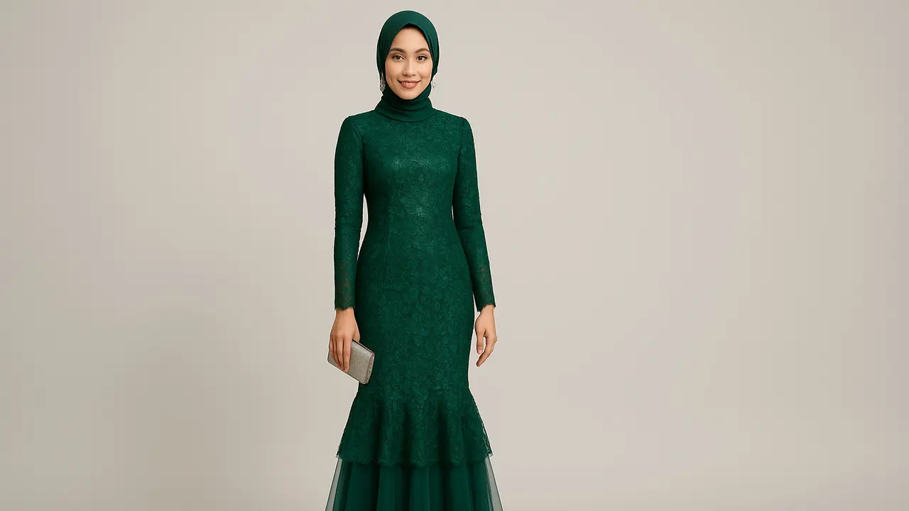 Model Gamis Brokat Kombinasi Tile (Foto: ChatGPT)